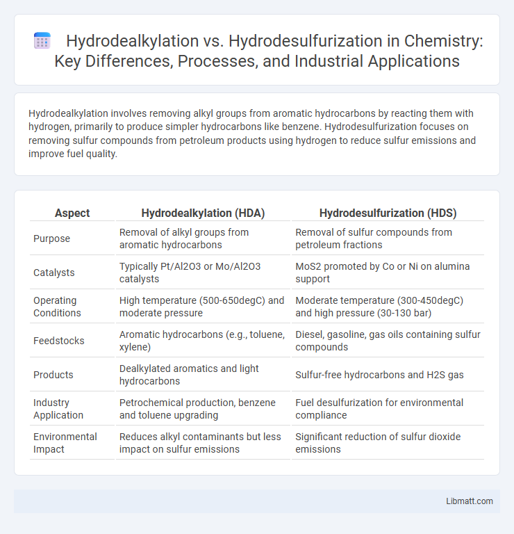 Hydrodealkylation vs. Hydrodesulfurization in Chemistry: Key Differences, Processes, and Industrial Applications