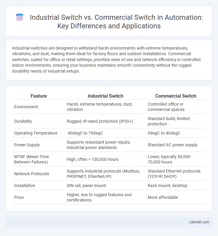 Industrial Switch vs. Commercial Switch in Automation: Key Differences and Applications