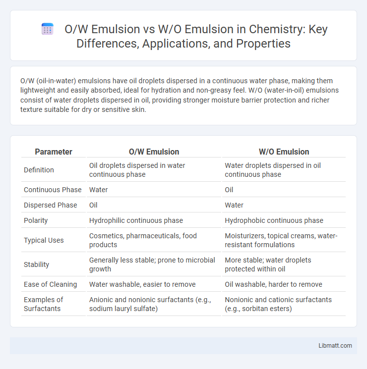 O/W Emulsion vs W/O Emulsion in Chemistry: Key Differences, Applications, and Properties