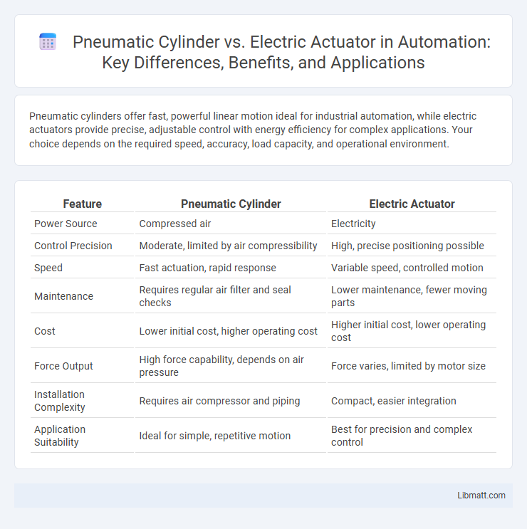 Pneumatic Cylinder vs. Electric Actuator in Automation: Key Differences, Benefits, and Applications