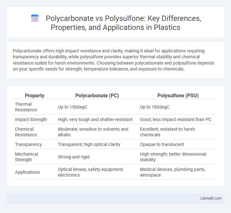 Polycarbonate vs Polysulfone: Key Differences, Properties, and Applications in Plastics