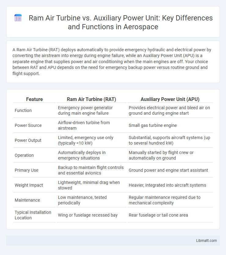 Ram Air Turbine vs. Auxiliary Power Unit: Key Differences and Functions in Aerospace