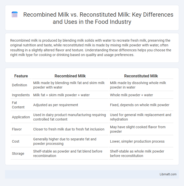 Recombined Milk vs. Reconstituted Milk: Key Differences and Uses in the Food Industry