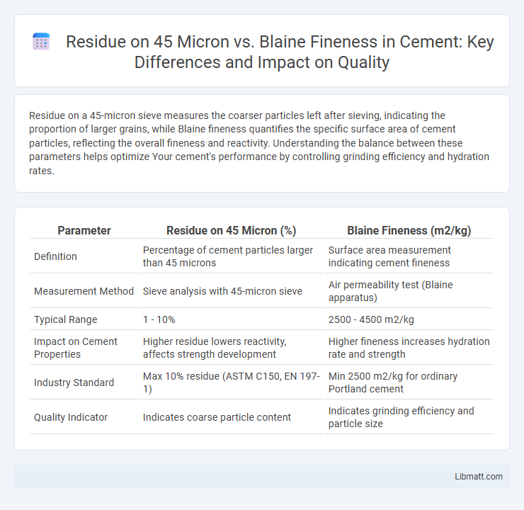 Residue on 45 Micron vs. Blaine Fineness in Cement: Key Differences and Impact on Quality