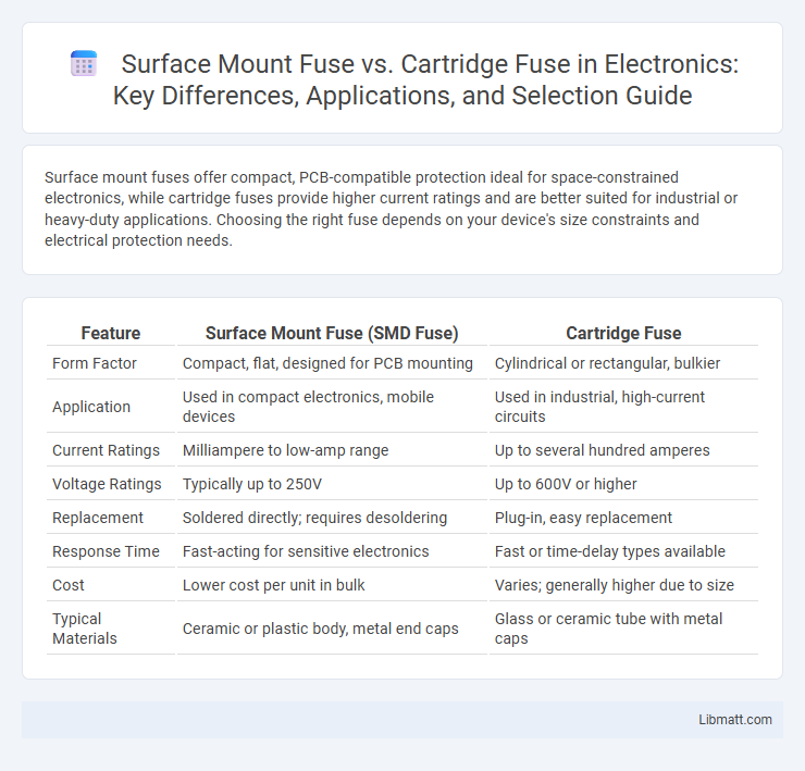 Surface Mount Fuse vs. Cartridge Fuse in Electronics: Key Differences, Applications, and Selection Guide