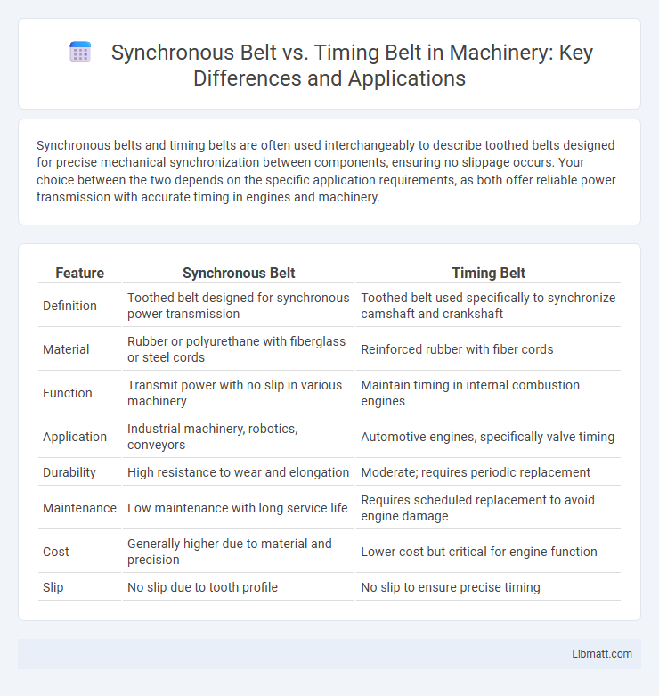 Synchronous Belt vs. Timing Belt in Machinery: Key Differences and Applications