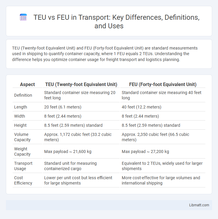 TEU vs FEU in Transport: Key Differences, Definitions, and Uses