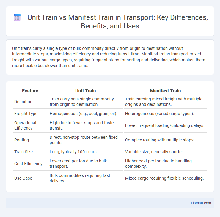 Unit Train vs Manifest Train in Transport: Key Differences, Benefits, and Uses