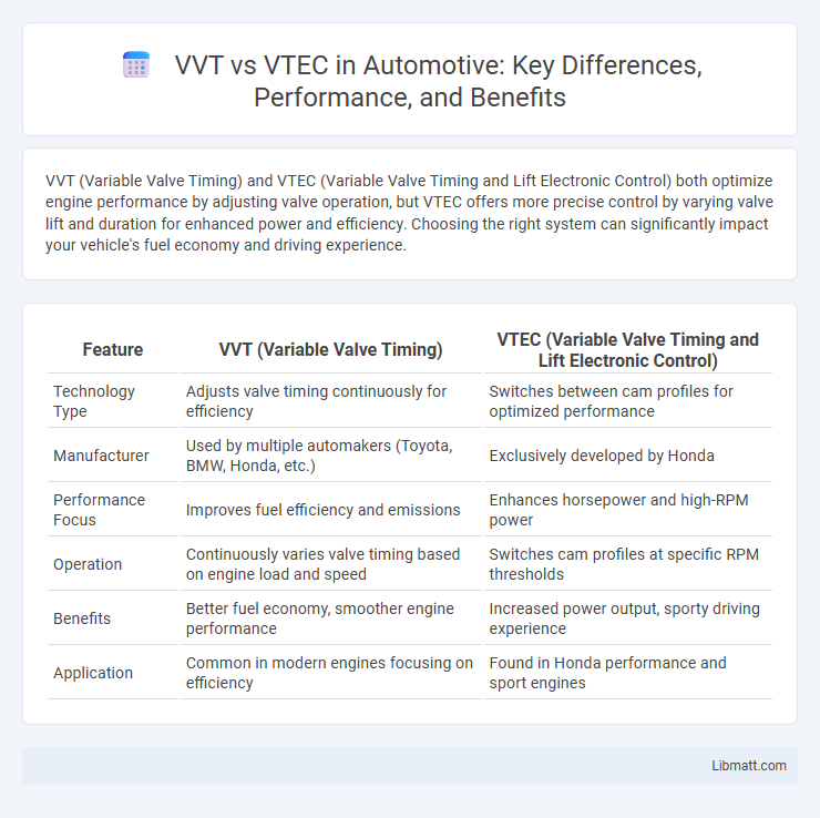 VVT vs VTEC in Automotive: Key Differences, Performance, and Benefits